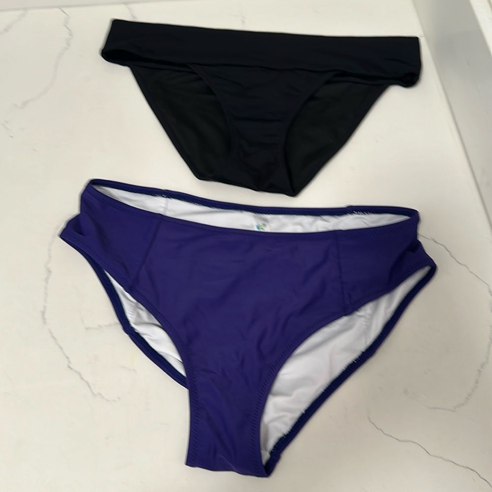 Bikini bottom bundle, black ones are Victoria’s Secret, purple’s beachsissi